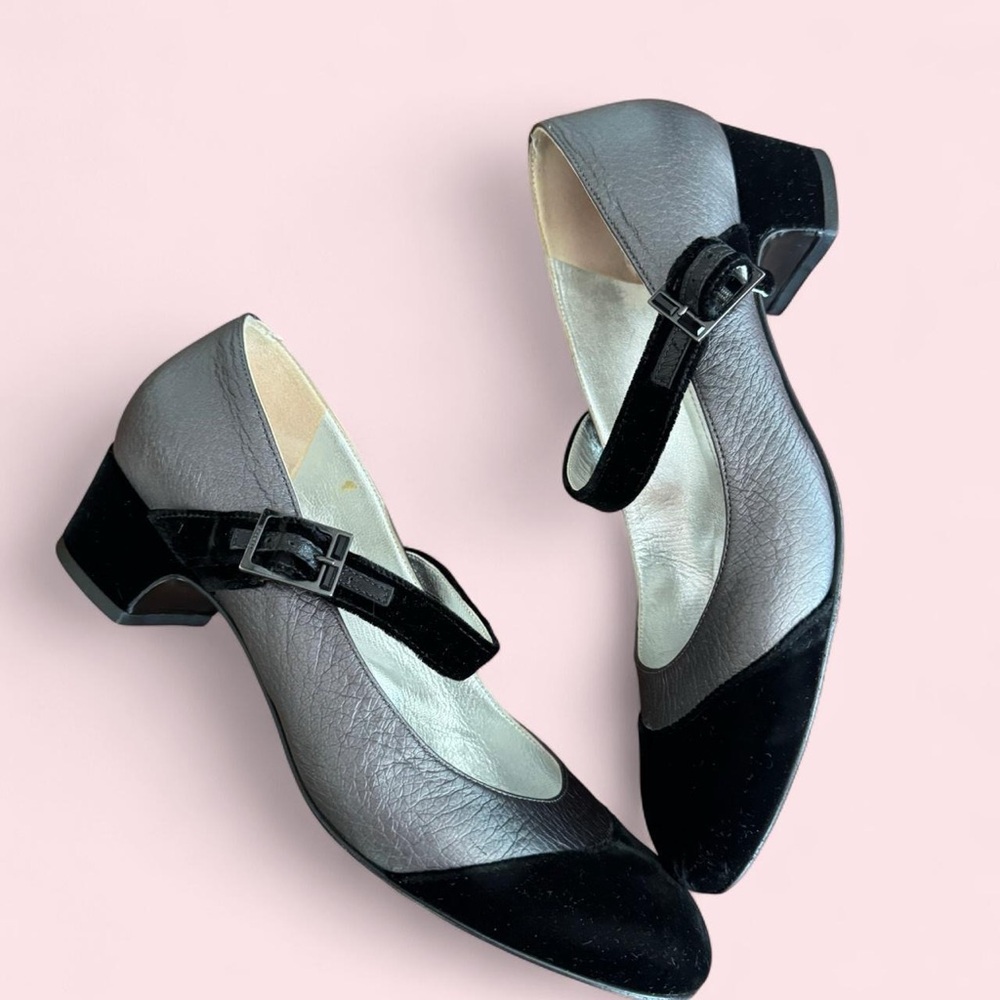 Chanel 2005 Black & Silver Mary Jane Heels